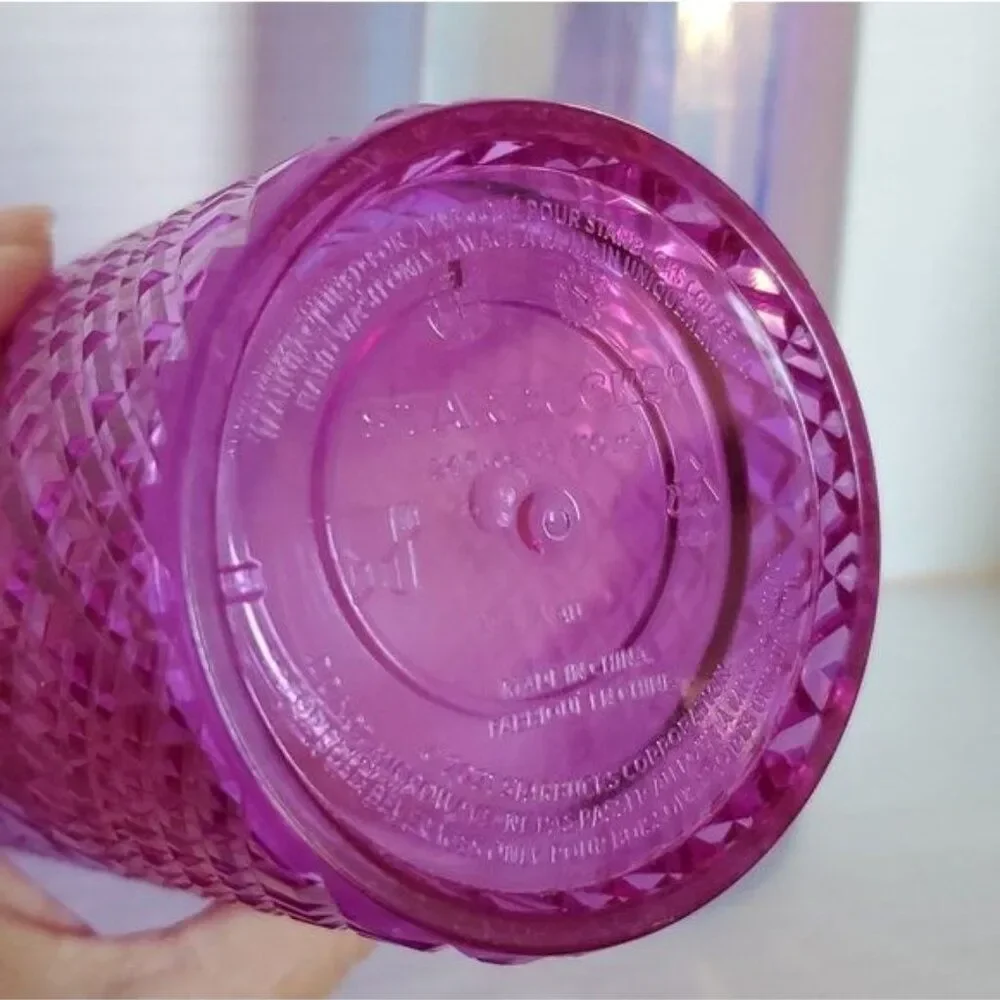 2 Starbucks Travel Cold Cup Iridescent Diamond Unicorn Purple Taffy Venti 24 oz